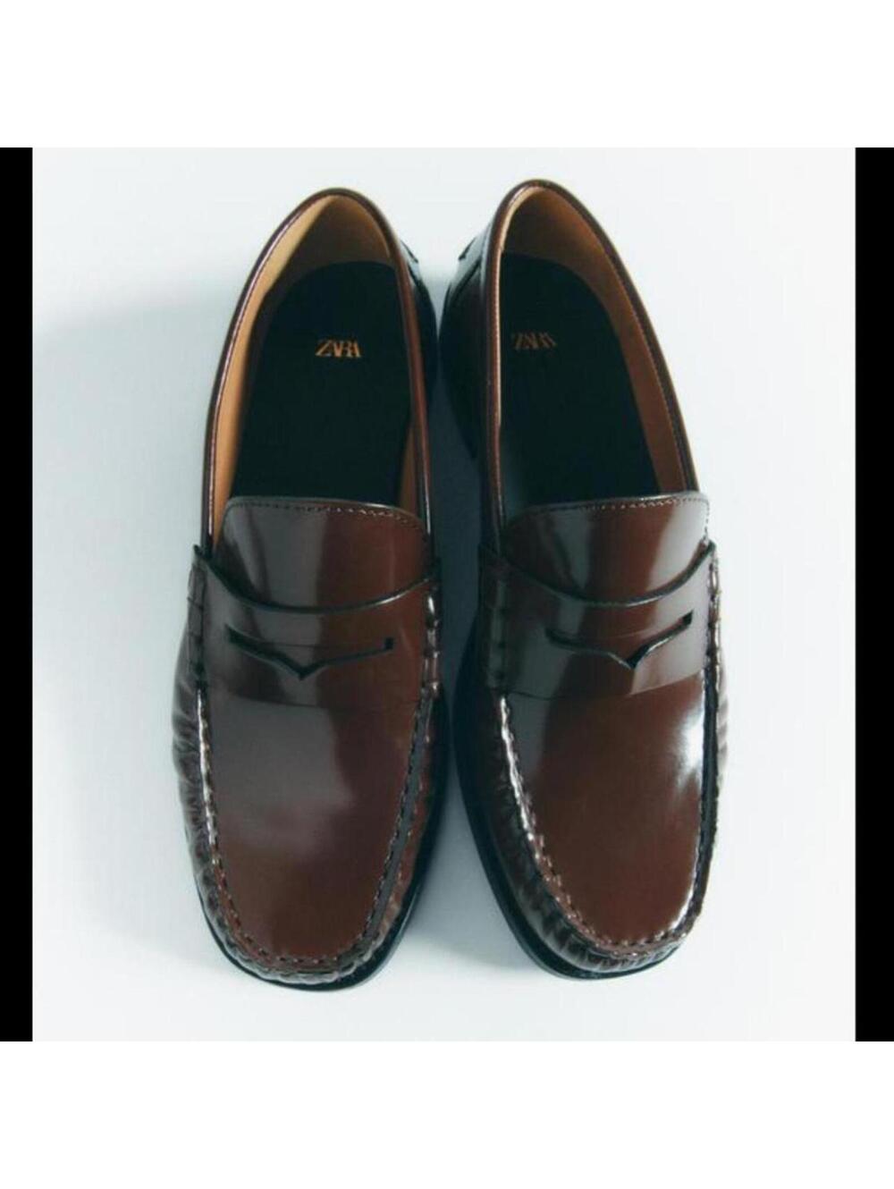 Zara genuine brown leather loafers #loafers #leather #formal